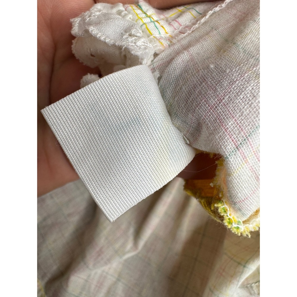 Vintage Toddle Time‎ JC Penney Baby Girl Top Yellow Plaid Eyelet Trim Size 1 - Picture 5 of 6